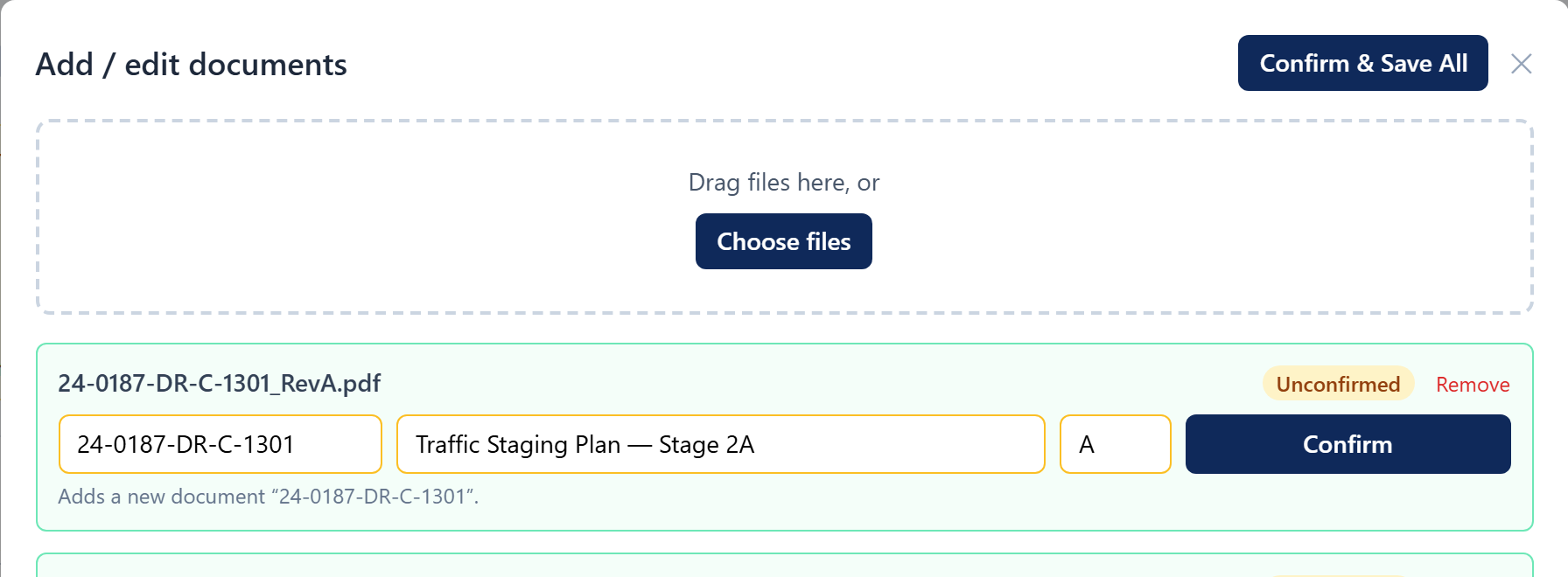 Add documents upload dialog